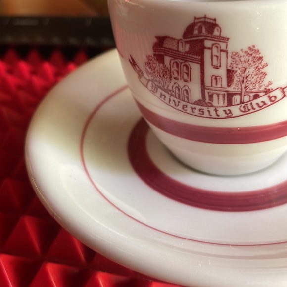 ANTIQUE “ UNIVERSITY CLUB “ HEAVY FOOD SERVICE GRADE TEACUP AND SAUCER - Picture 3 of 11